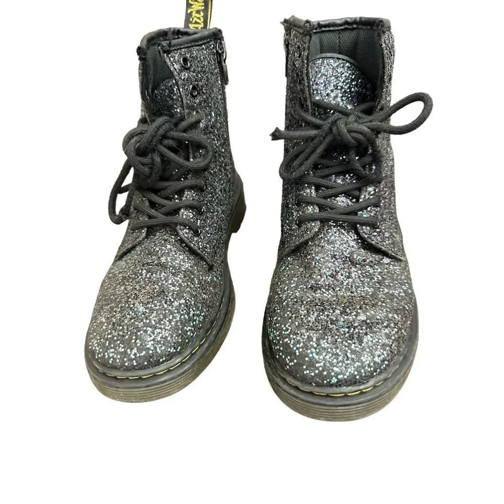 Dr. Martens 1460 Glitter Black Leather Boots Sz 3 - Girls